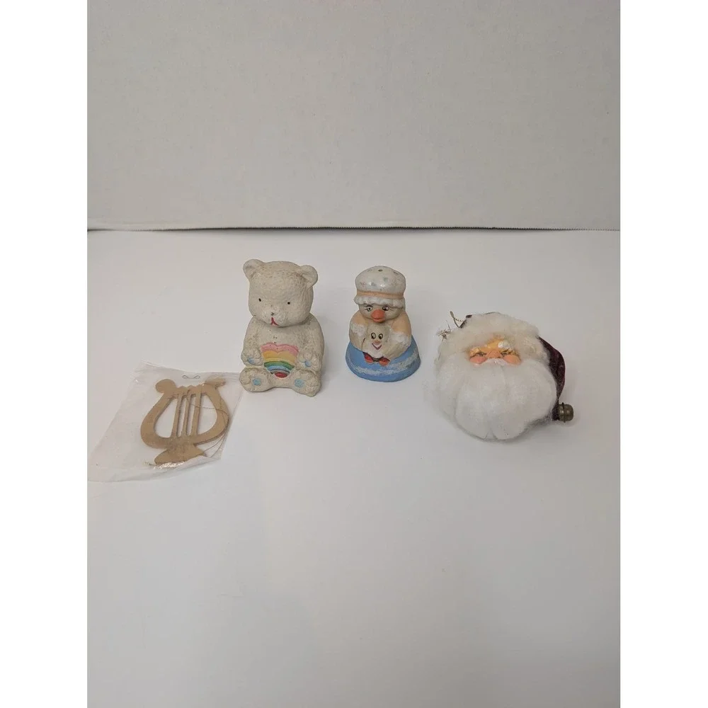 Vintage Christmas Decor‎ Lot Santa Ornament Caring Critter Chimer Bear Rainbow